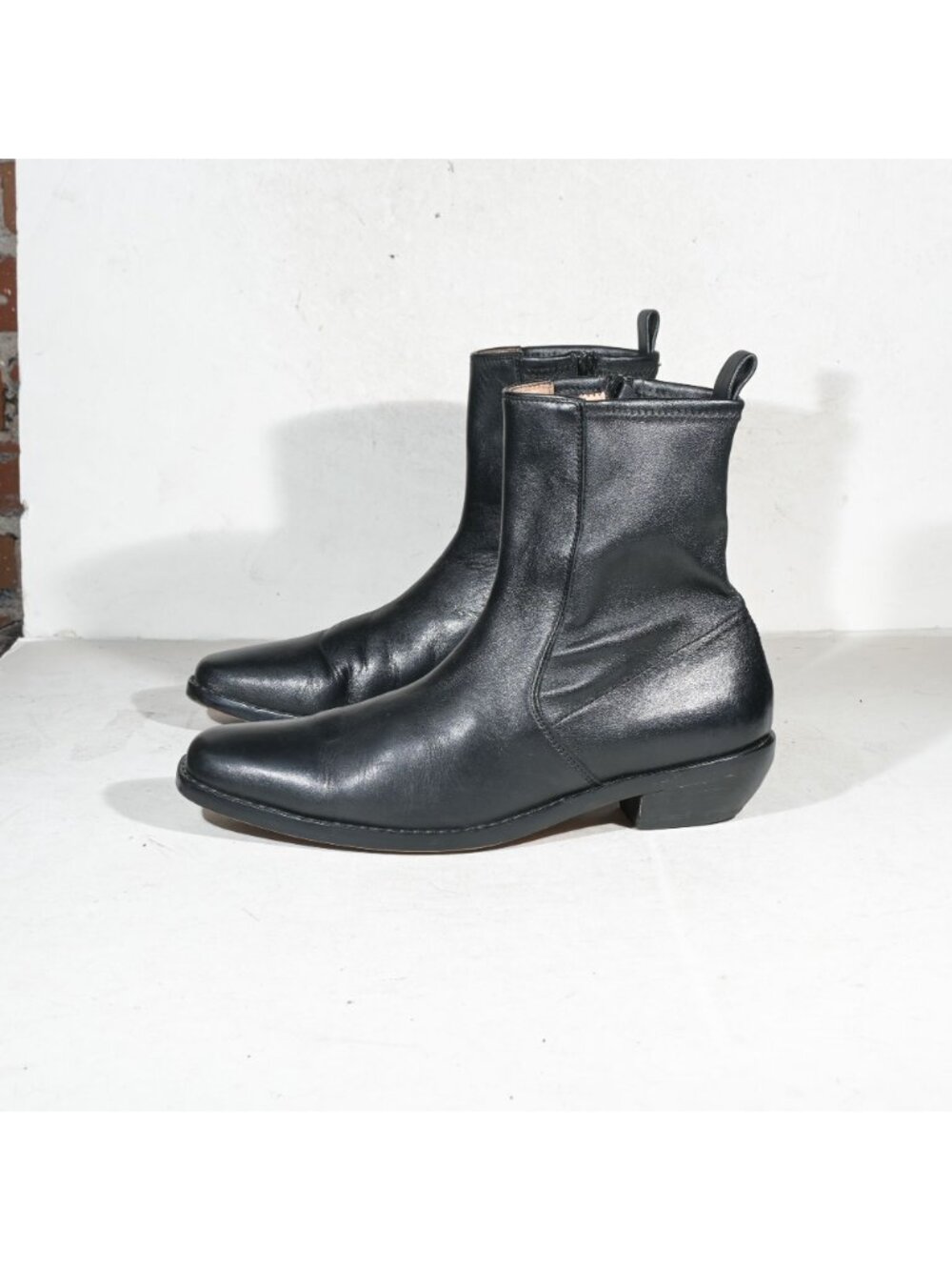 Madewell Idris Black Leather Ankle Boots Inside Zip Womens 10.5 - Picture 2 of 8